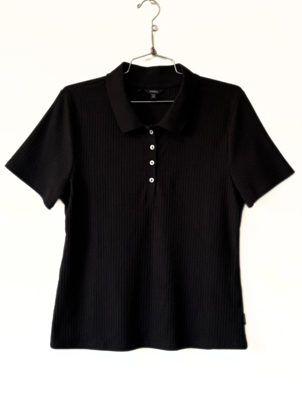 Buffalo by David Bitton Ribbed Knit Polo Black Size XL